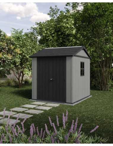 Keter casetta da giardino in resina NEWTON PLUS 757/775 EVOTECH GRIGIO - DOPPIA OPZIONE MONTAGGIO