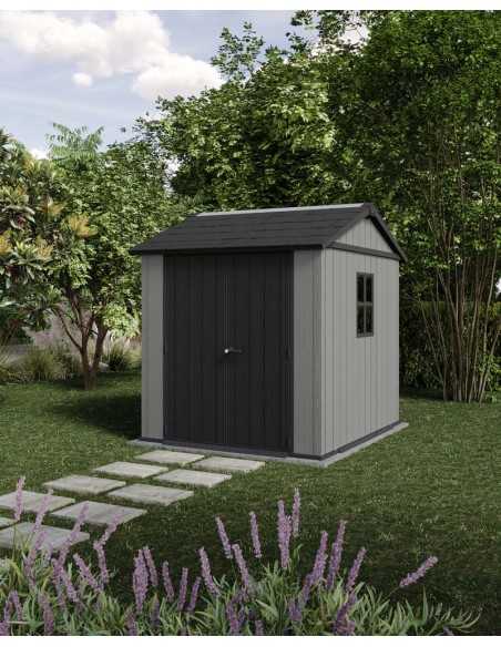 Keter casetta da giardino in resina NEWTON PLUS 757/775 EVOTECH GRIGIO - DOPPIA OPZIONE MONTAGGIO