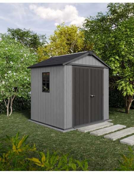 Keter casetta da giardino in resina NEWTON PLUS 757/775 EVOTECH GRIGIO - DOPPIA OPZIONE MONTAGGIO