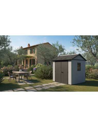 Keter casetta da giardino in resina NEWTON PLUS 757/775 EVOTECH GRIGIO - DOPPIA OPZIONE MONTAGGIO