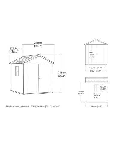 Keter casetta da giardino in resina NEWTON PLUS 757/775 EVOTECH GRIGIO - DOPPIA OPZIONE MONTAGGIO