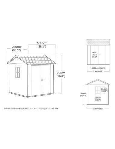 Keter casetta da giardino in resina NEWTON PLUS 757/775 EVOTECH GRIGIO - DOPPIA OPZIONE MONTAGGIO