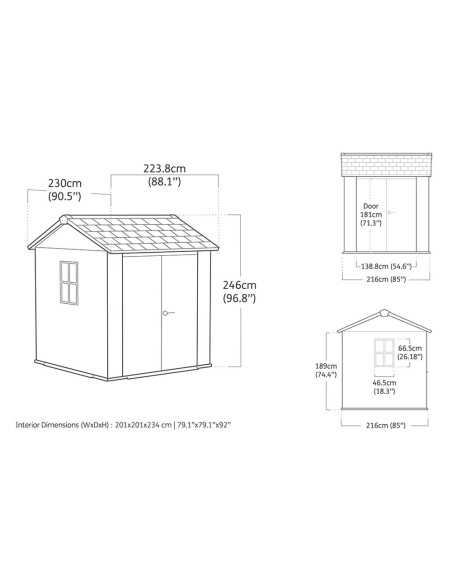 Keter casetta da giardino in resina NEWTON PLUS 757/775 EVOTECH GRIGIO - DOPPIA OPZIONE MONTAGGIO