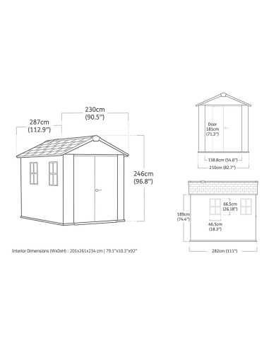 Keter casetta da giardino in resina NEWTON PLUS 759/975 EVOTECH GRIGIO - DOPPIA OPZIONE MONTAGGIO