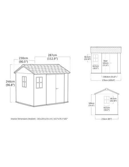 Keter casetta da giardino in resina NEWTON PLUS 759/975 EVOTECH GRIGIO - DOPPIA OPZIONE MONTAGGIO