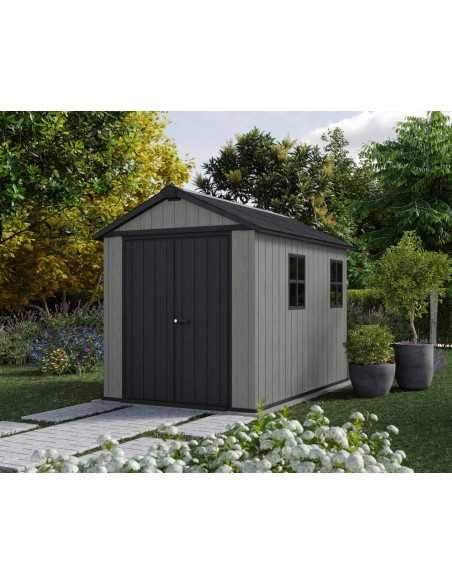 Keter casetta da giardino in resina NEWTON PLUS 759/975 EVOTECH GRIGIO - DOPPIA OPZIONE MONTAGGIO