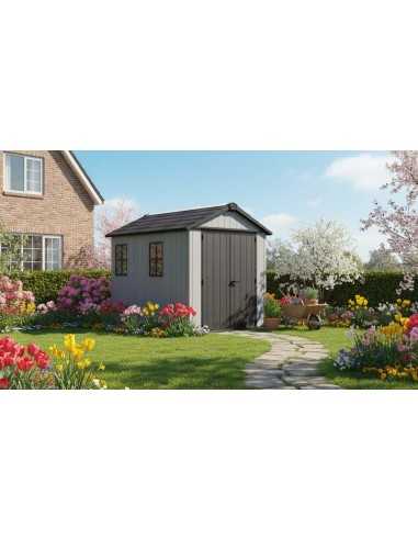 Keter casetta da giardino in resina NEWTON PLUS 759/975 EVOTECH GRIGIO - DOPPIA OPZIONE MONTAGGIO