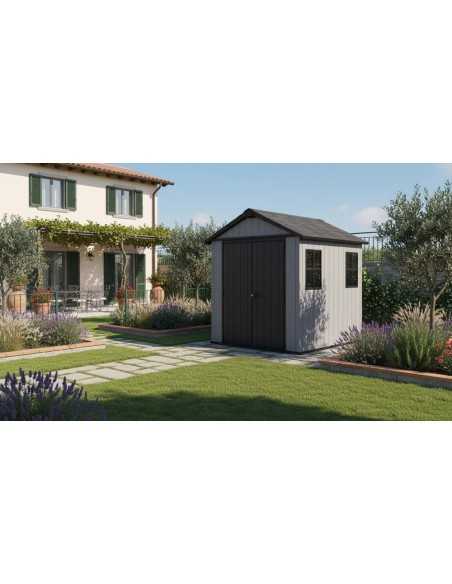 Keter casetta da giardino in resina NEWTON PLUS 759/975 EVOTECH GRIGIO - DOPPIA OPZIONE MONTAGGIO