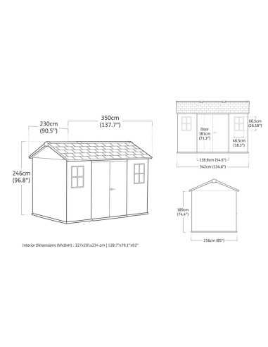 Keter casetta da giardino in resina NEWTON PLUS 7511/1175 EVOTECH GRIGIO - DOPPIA OPZIONE MONTAGGIO