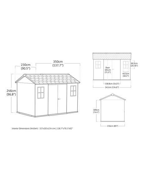 Keter casetta da giardino in resina NEWTON PLUS 7511/1175 EVOTECH GRIGIO - DOPPIA OPZIONE MONTAGGIO