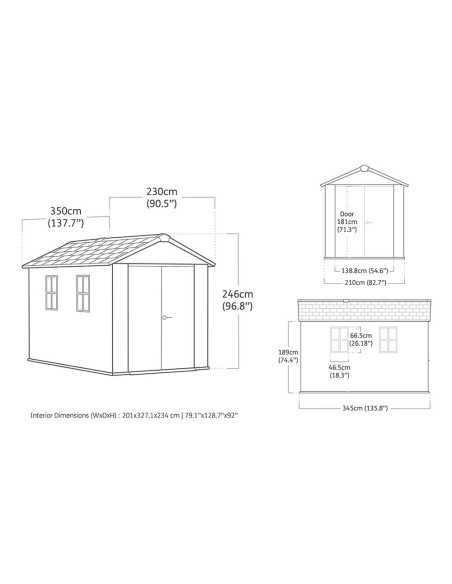 Keter casetta da giardino in resina NEWTON PLUS 7511/1175 EVOTECH GRIGIO - DOPPIA OPZIONE MONTAGGIO