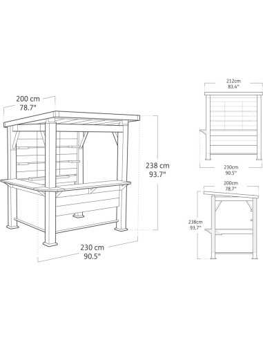 Keter arredo giardino in resina BAR GAZEBO SIGNATURE WALNUT
