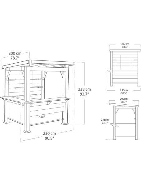 Keter arredo giardino in resina BAR GAZEBO SIGNATURE WALNUT