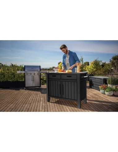Keter tavolino da giardino UNITY XL DRAWERS GRAFITE - ECOM PACK