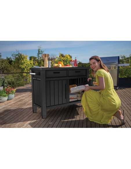 Keter tavolino da giardino UNITY XL DRAWERS GRAFITE - ECOM PACK
