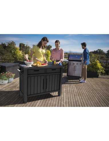 Keter tavolino da giardino UNITY XL DRAWERS GRAFITE - ECOM PACK