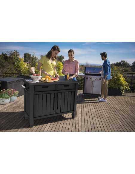 Keter tavolino da giardino UNITY XL DRAWERS GRAFITE - ECOM PACK
