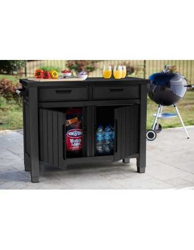 Keter tavolino da giardino UNITY XL DRAWERS GRAFITE - ECOM PACK