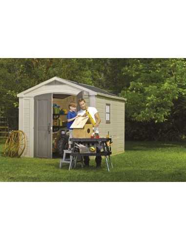 Keter casetta da giardino in resina FACTOR 8x11 BEIGE MENSOLE INCLUSE