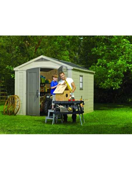 Keter casetta da giardino in resina FACTOR 8x11 BEIGE MENSOLE INCLUSE