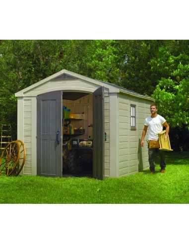 Keter casetta da giardino in resina FACTOR 8x11 BEIGE MENSOLE INCLUSE