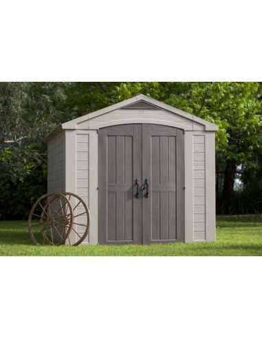 Keter casetta da giardino in resina FACTOR 8x11 BEIGE MENSOLE INCLUSE