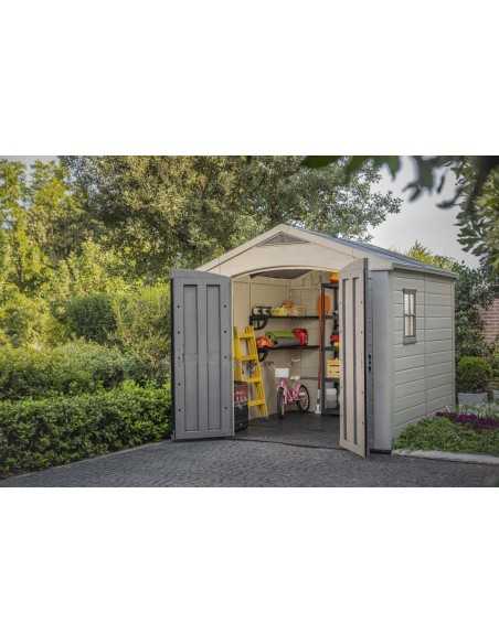 Keter casetta da giardino in resina FACTOR 8x8 BEIGE MENSOLE INCLUSE