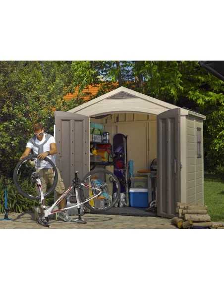 Keter casetta da giardino in resina FACTOR 8x6 BEIGE MENSOLE INCLUSE