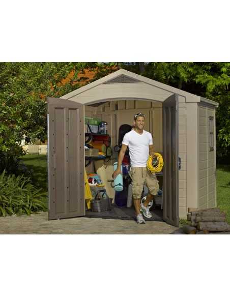 Keter casetta da giardino in resina FACTOR 8x6 BEIGE MENSOLE INCLUSE