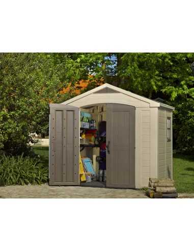 Keter casetta da giardino in resina FACTOR 8x6 BEIGE MENSOLE INCLUSE