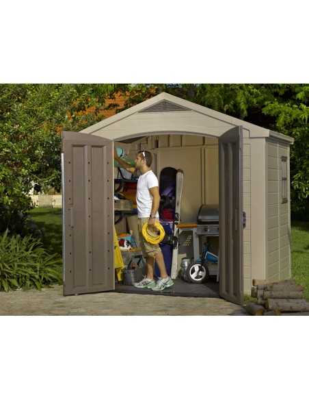 Keter casetta da giardino in resina FACTOR 8x6 BEIGE MENSOLE INCLUSE