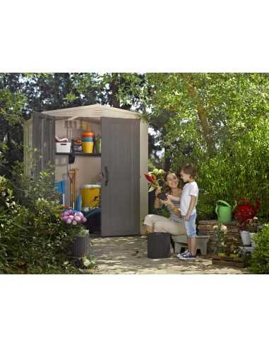 Keter casetta da giardino in resina FACTOR 6x6 BEIGE MENSOLE INCLUSE
