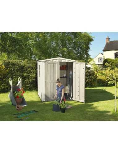 Keter casetta da giardino in resina FACTOR 6x6 BEIGE MENSOLE INCLUSE