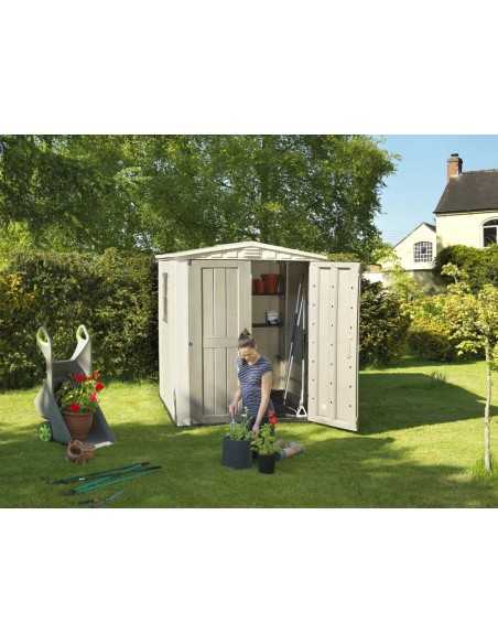 Keter casetta da giardino in resina FACTOR 6x6 BEIGE MENSOLE INCLUSE