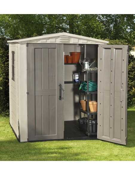 Keter casetta da giardino in resina FACTOR 6x6 BEIGE MENSOLE INCLUSE