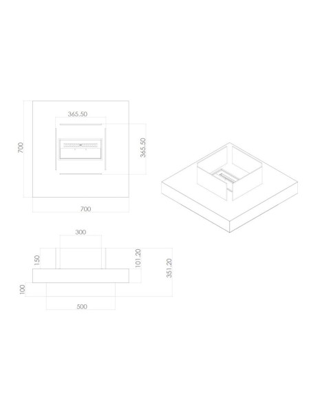 Tavolo braciere a bioetanolo Panarea 70x70 | Divina Fire