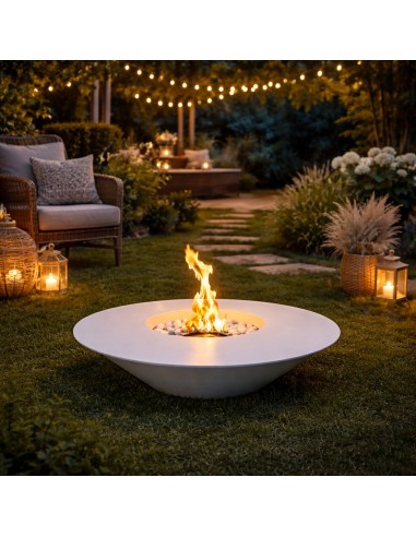 Braciere a bioetanolo da giardino Santorini Bianco – ambientazione – Divina Fire