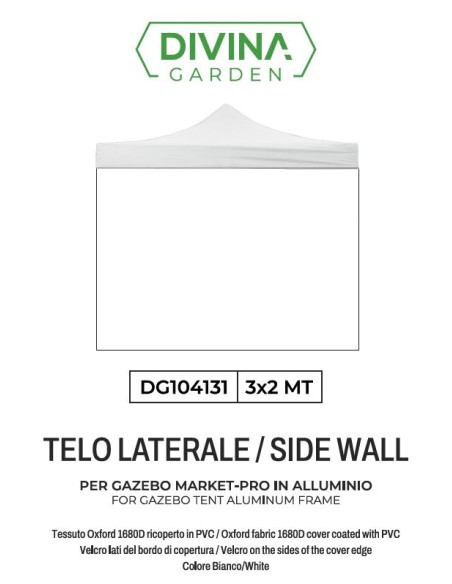 Telo laterale gazebo professionale MARKET-PRO | Divina