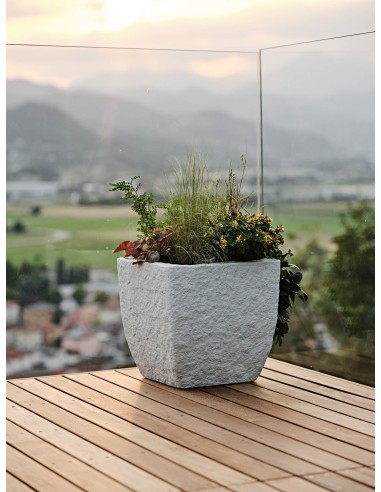 Vaso effetto pietra Lithos con riserva d'acqua | Tera