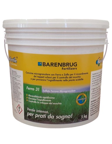 Solfato di ferro prato BarFertile Ferro 31 5 kg – fino a 170 m² – Barenbrug