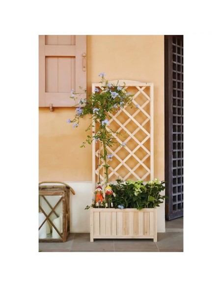 Fioriera in legno con traliccio 60 x 31 cm | Verdemax