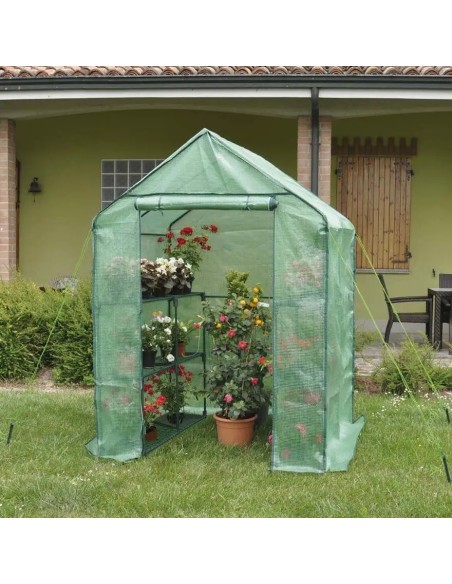 Serra a casetta con ripiani Anemone 140x140 | Verdemax